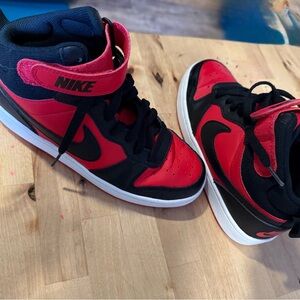 Nike Kids Black and Red High-Top Sneakers